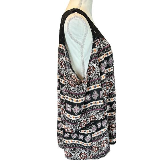 Susina Top Women Sze 1X Black White Paisley Cold Shoulder Bohemian Casual Blouse - Picture 5 of 12